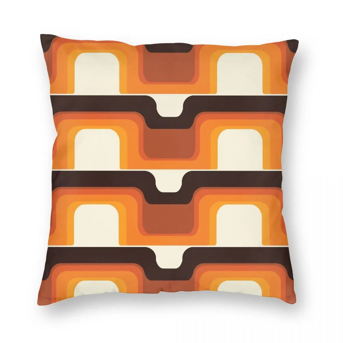 

Mid-Century Modern Meets 1970s Orange Pillowcase Polyester Linen Velvet Printed Zip Decor Pillow Case Sofa Seater Cushion Case