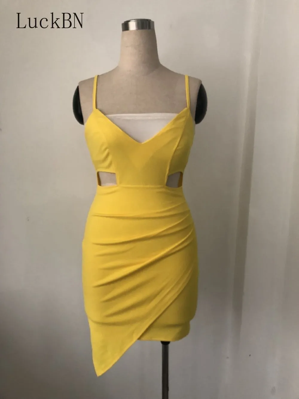 

Women's Sexy Wrap Hip Mini Irregular Dress Hollow Out Night Club Party Vestido Mujer Spaghetti Strap Ruffled Elegant Dress Women