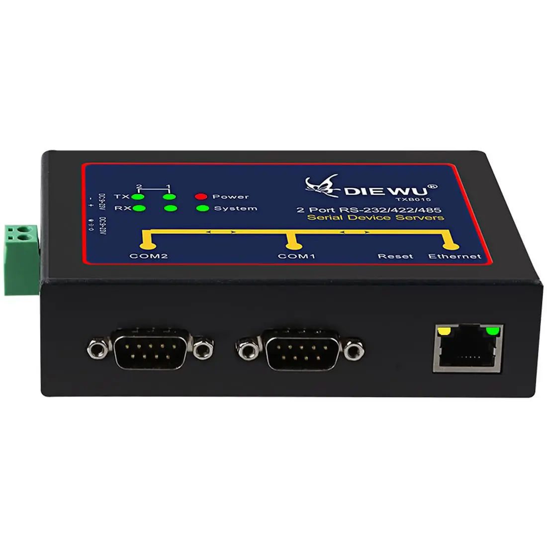 DIEWU Industrial 2 Порты RS232/422/485 последовательный сервер последовательных устройств