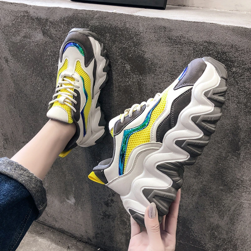 Женские массивные кроссовки на платформе дизайнерские модные розовые Ulzzang с