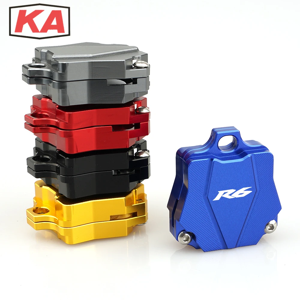 

Logo R6 Key Case Cover Protective Shell Cap CNC Aluminum Motorcycle Accessories For Yamaha YZFR6 YZF R6 (Key Without Chip)