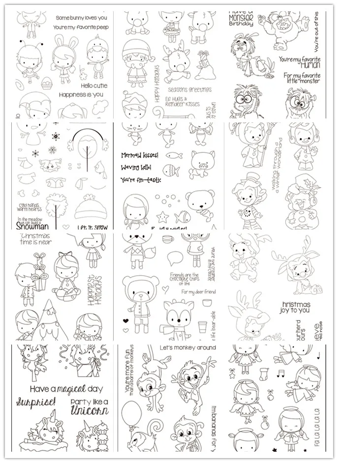 11x16 маленькая обезьянка прозрачный силиконовый штамп/печать для