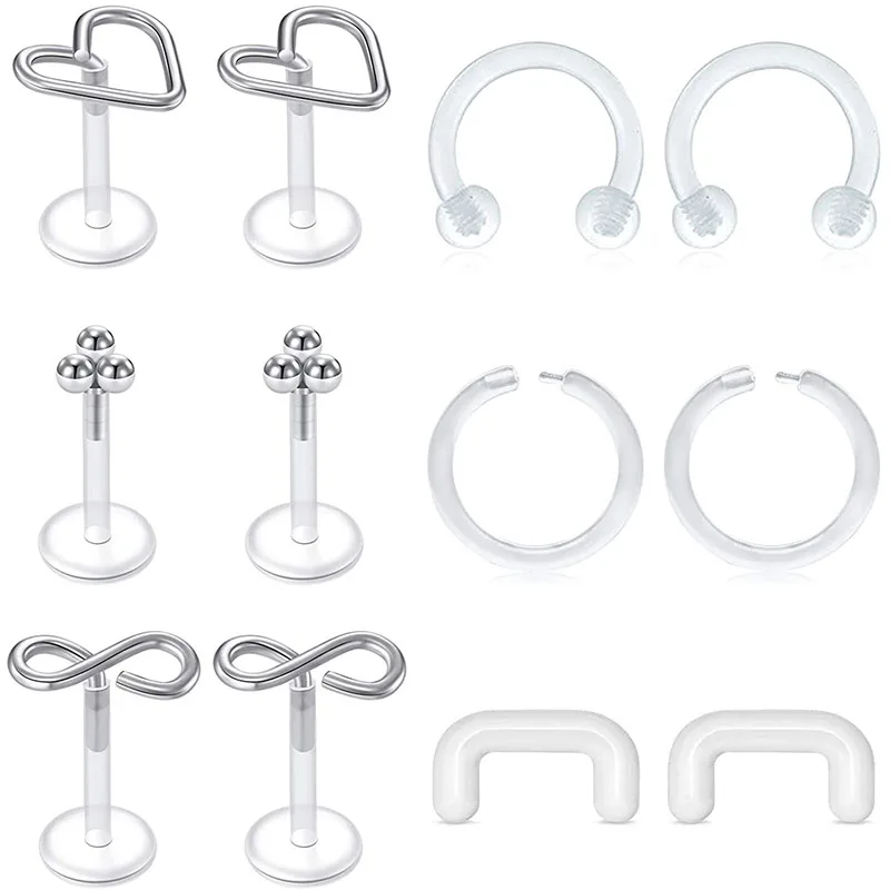 16 г прозрачная губная серьга гвоздик Bioflex для пирсинга гибкий зажим носа мужчин и