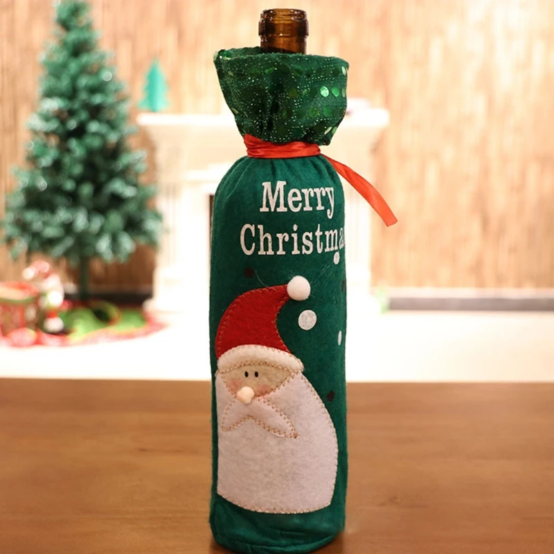 E56C Рождественский чехол для винной бутылки платье с мультяшным рисунком Санта