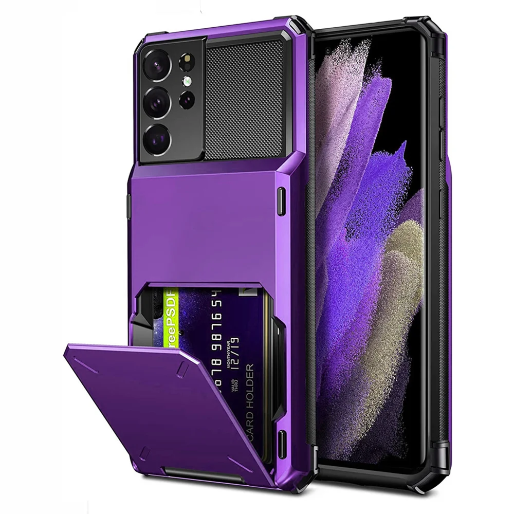 

For Samsung S21 Ultra Case S21+ Wallet 4-Card Slot Credit Card Holder Cover for Samsung Galaxy S21ultra S20 Plus Note 20 10 9 8