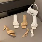 Женские летние Роскошные шлепанцы, новинка 2021, модные шлепанцы на высоком квадратном каблуке, с перекрестными ремешками, Размеры 35-42