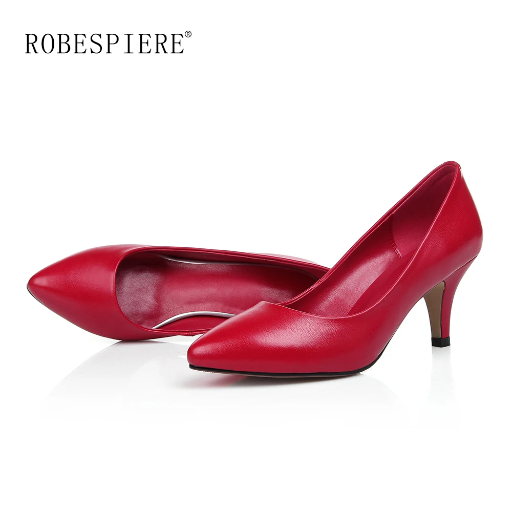 Женские туфли лодочки с острым носком ROBESPIERE офисные вечерние из натуральной кожи