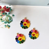 10pcslot smiley face sunflower enamel charms oil drop flowers pendants for women diy jewelry bracelet earring accessory 2630mm