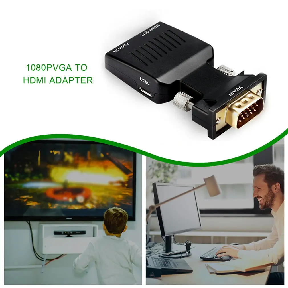 

HDMI-compatible Female to VGA Male Converter Audio Cable Adapter 1080P Video Output for PC Laptop TV Monitor Projector