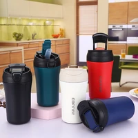 mini 400ml double layer 304 stainless steel insulated straw bottle baby travel thermos bottles children coffee mugs vacuum flask