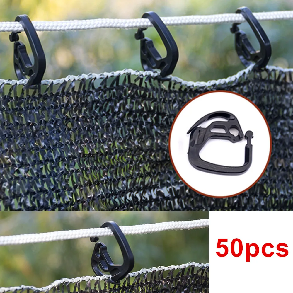 

50Pcs Black ABS Shading Net Hook Agriculture Greenhouse Sunshade Net Curtain Line Outdoor Courtyard Poultry Aquaculture