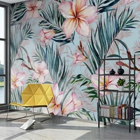 custom mural wallpaper modern creative pink flowers leaves photo bedroom living room hotel decoration wall painting home d%c3%a9cor