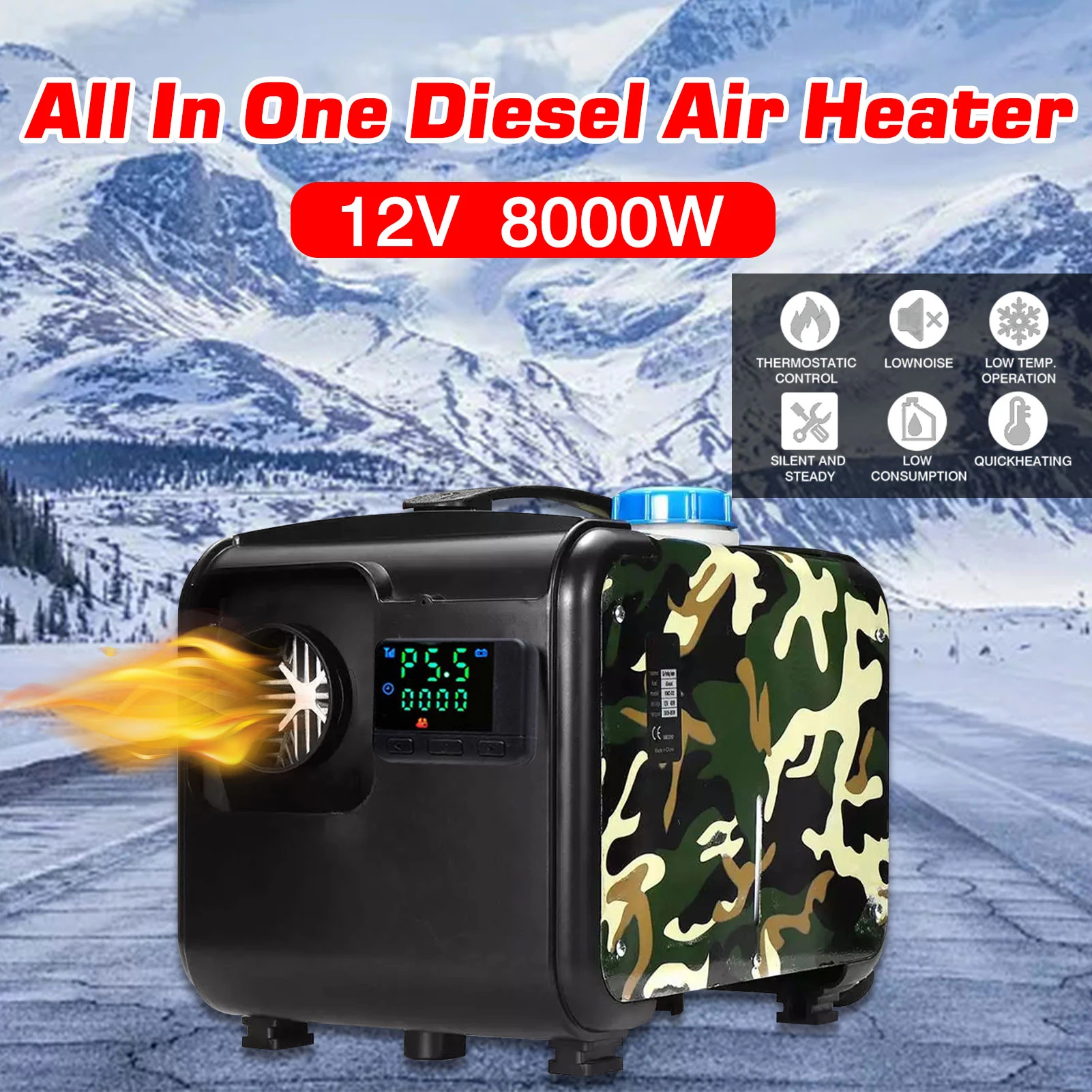

Car Heater 8KW 12V Air Diesels Heater Parking Heater With Remote Control LCD Monitor For RV, Motorhome Trailer, Trucks, Boats