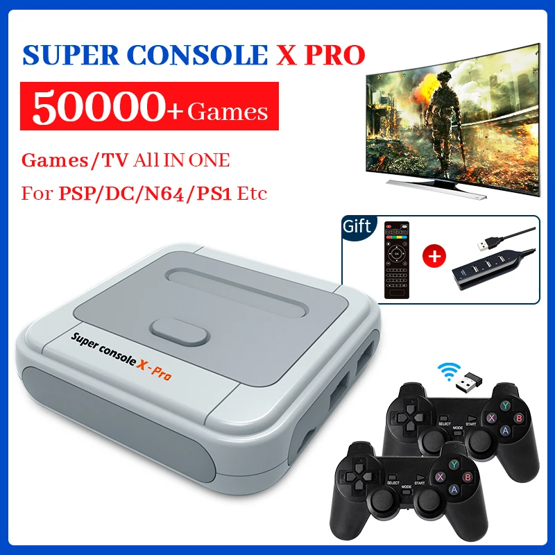 Супер консоль X Pro ТВ Видео игровая поддержка KODI TV выход Встроенные 50 имитаторов
