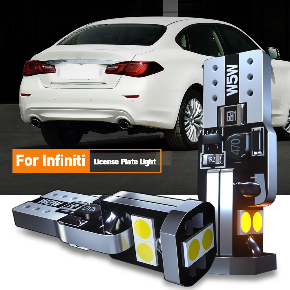 

2pcs LED License Plate Light Bulb Lamp W5W T10 Canbus For Infiniti Q40 Q50 Q60 Q70 Q70L QX56 QX50 QX70 QX80 FX35 FX37 FX45 FX50