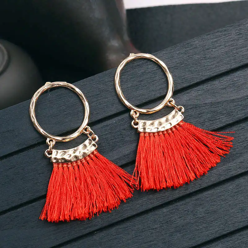 2019 модные богемные серьги с кисточками этнические Бохо золотые маленькие
