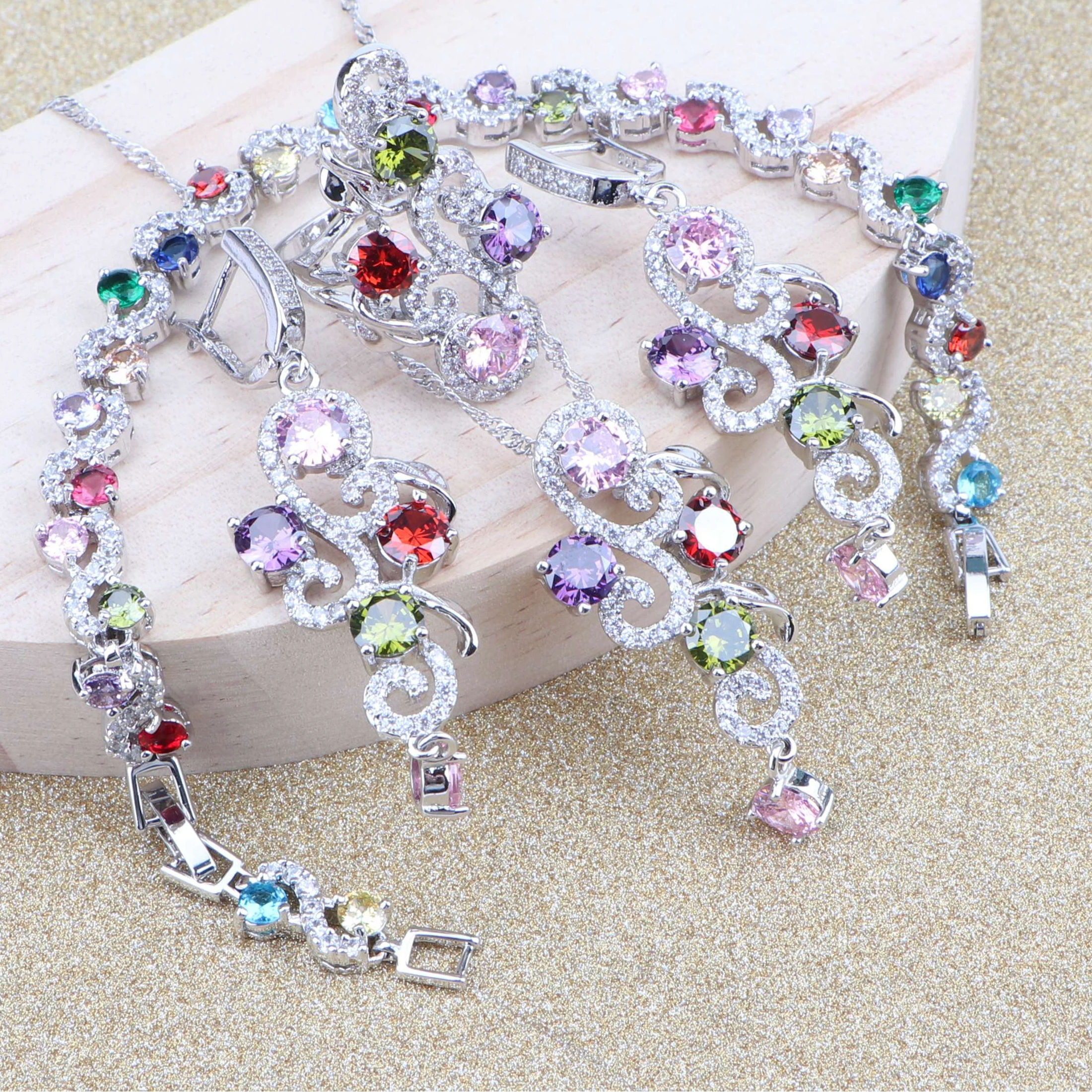 Женский ювелирный комплект из колье и серёг серебра 925 пробы|Ювелирные наборы| |