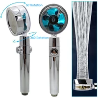 high pressure shower head with turbo fan 360 degree rotation water saving pressurized rain shower head bathroom accessories