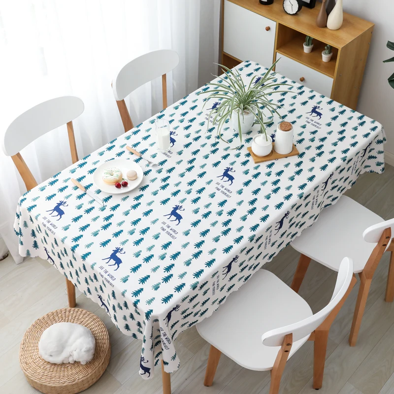 

Polyester Oilcloth Waterproof Checkered Tablecloth Black And White Kitchen Dinning Decorative Table Cover Restaurant