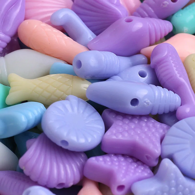 55pcs Light Color Marine Animal Acrylic Beads DIY Beach Bracelet Jewelry Baby Toy Accessories | Украшения и аксессуары