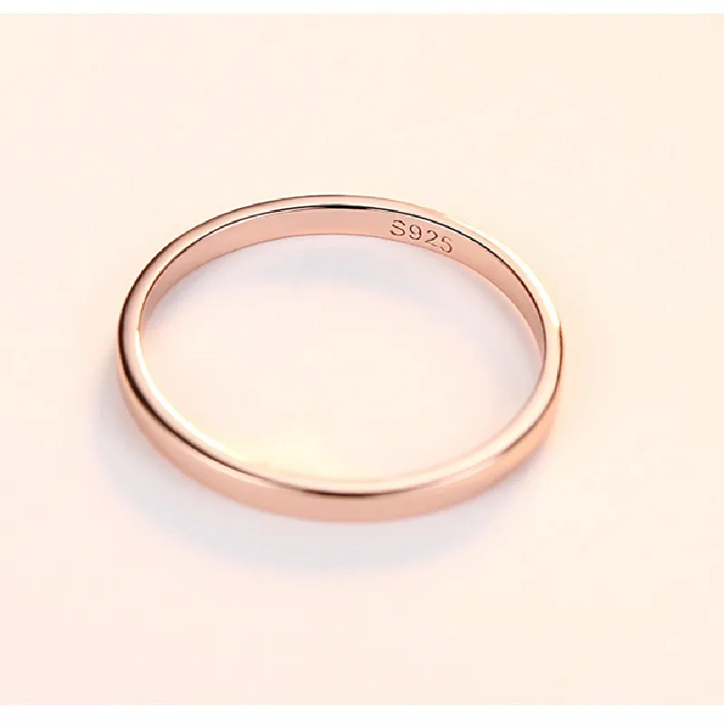 

S925 Sterling Silver Rose Gold Plated Ring, Simple And Fashionable Circle, Female Ring Jewelry