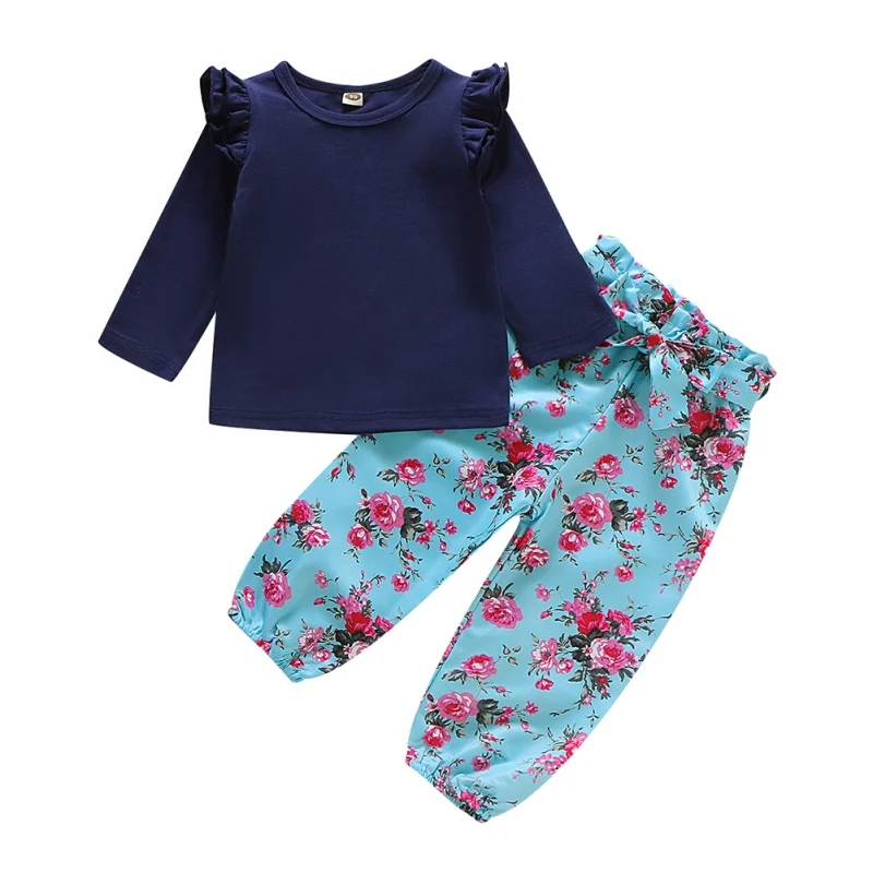 Осенняя милая детская одежда для маленьких девочек 2 предмета новый пуловер с