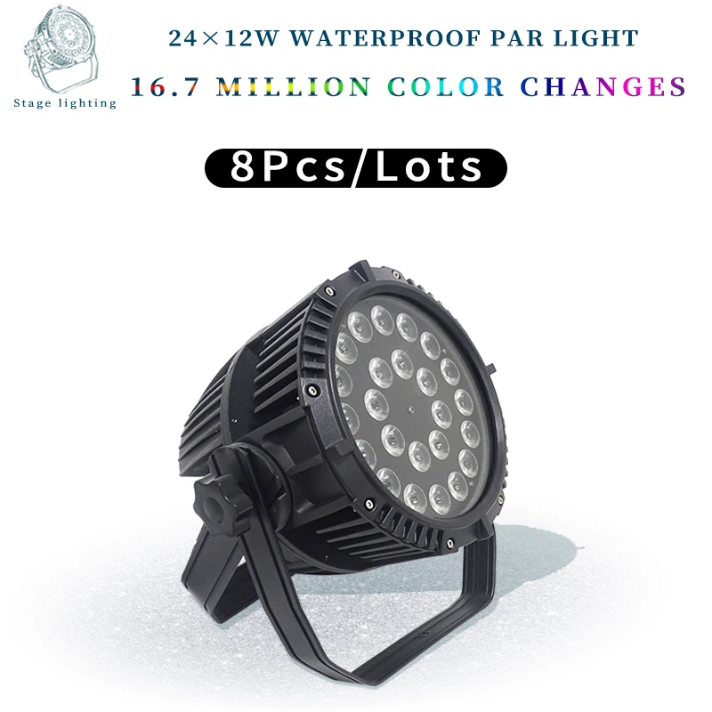

8Pcs/Lots LED wall washer 24×12W RGBWA UV 6 in 1 laser projector outdoor waterproof stage light suitable for bar DJ disco