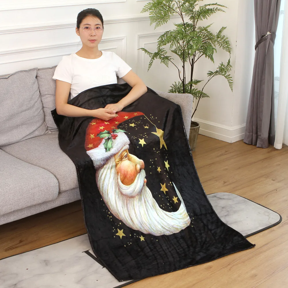 OUNEED Christmas Blanket Flannel Fabric Sofa Bed Blanket 150x200CM Office Children Towel Portable Car Travel Cover Blanket#45