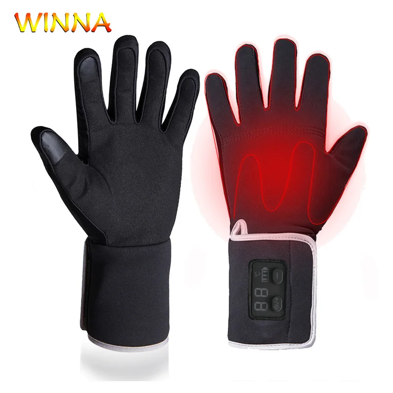

Теплые зимние перчатки унисекс с подогревом, перчатки для катания на лыжах, сноуборде, мотоцикле, сенсорный экран, Снежная ветрозащитная пе...
