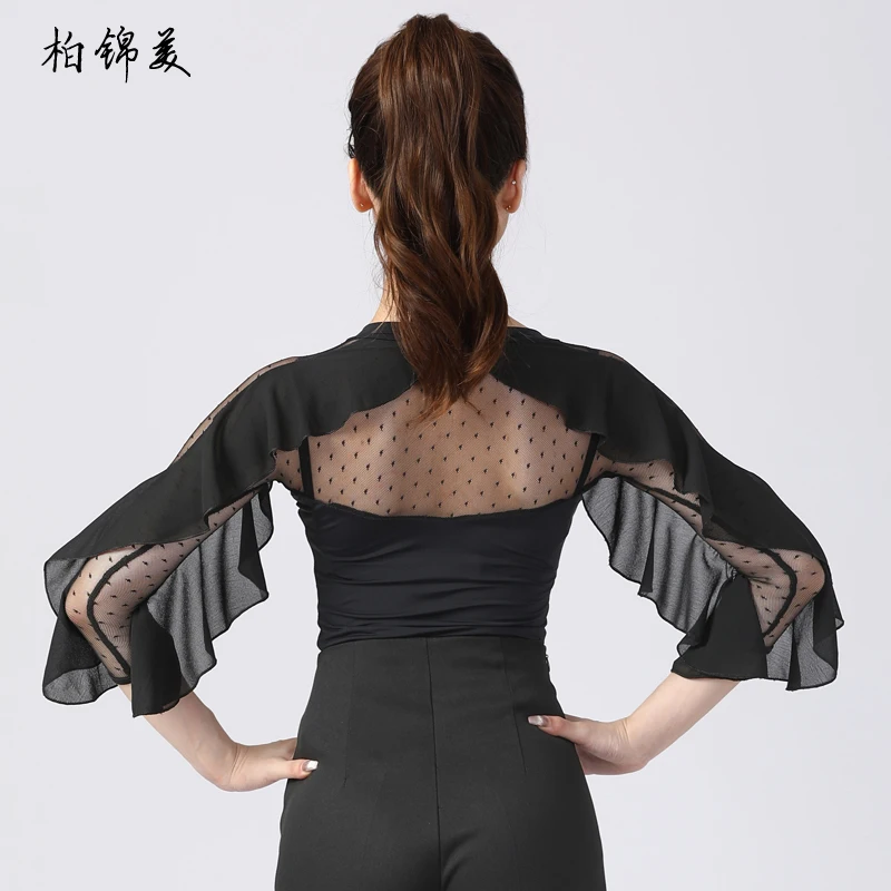 Одежда для латиноамериканских танцев рубашка взрослых с оборками рукава три