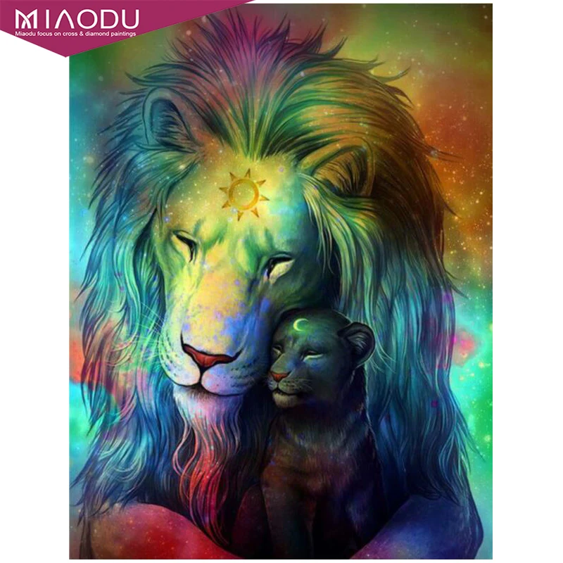 

Full Drill Male Lion and Cub 5D Diamond Painting Embroidery Cross Stitch Rhinestone Mosaic Pictures Of Rhinestones