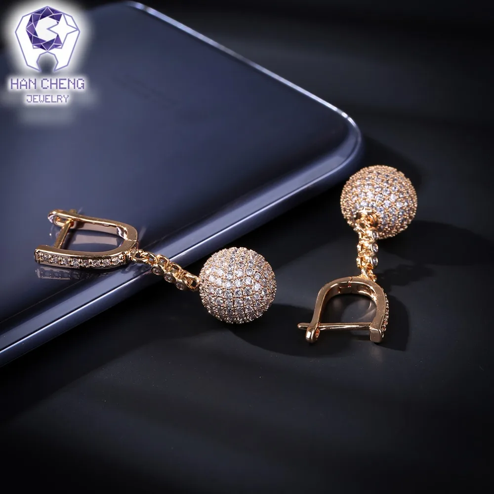 Женские серьги капельки HanCheng длинные золотого цвета с круглыми шариками и