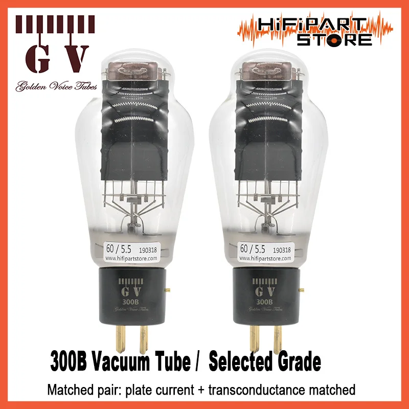 

Golden Voice 300B Tube Valve Matched pair replace Shuguang Fullmusic JJ Mullard Gold Lion EH Psvane 300B 300B-T 300BS 300BZ