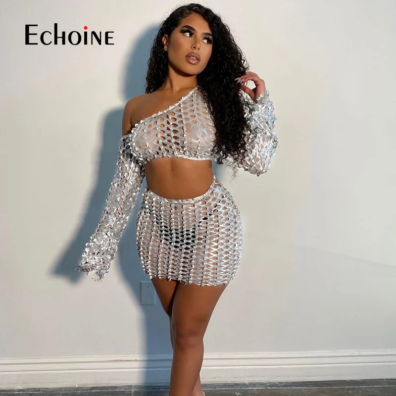 Женский комплект из двух предметов: кроп-Топ с длинным рукавом и юбка |