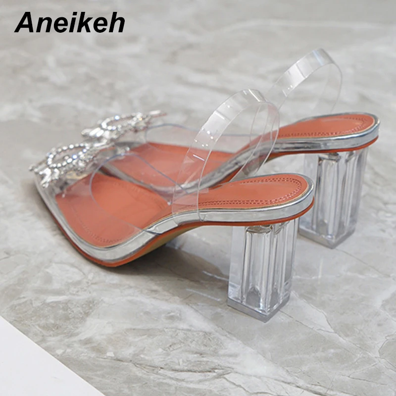 Сандалии Aneikeh женские прозрачные босоножки из ПВХ с подсолнухами высокий каблук