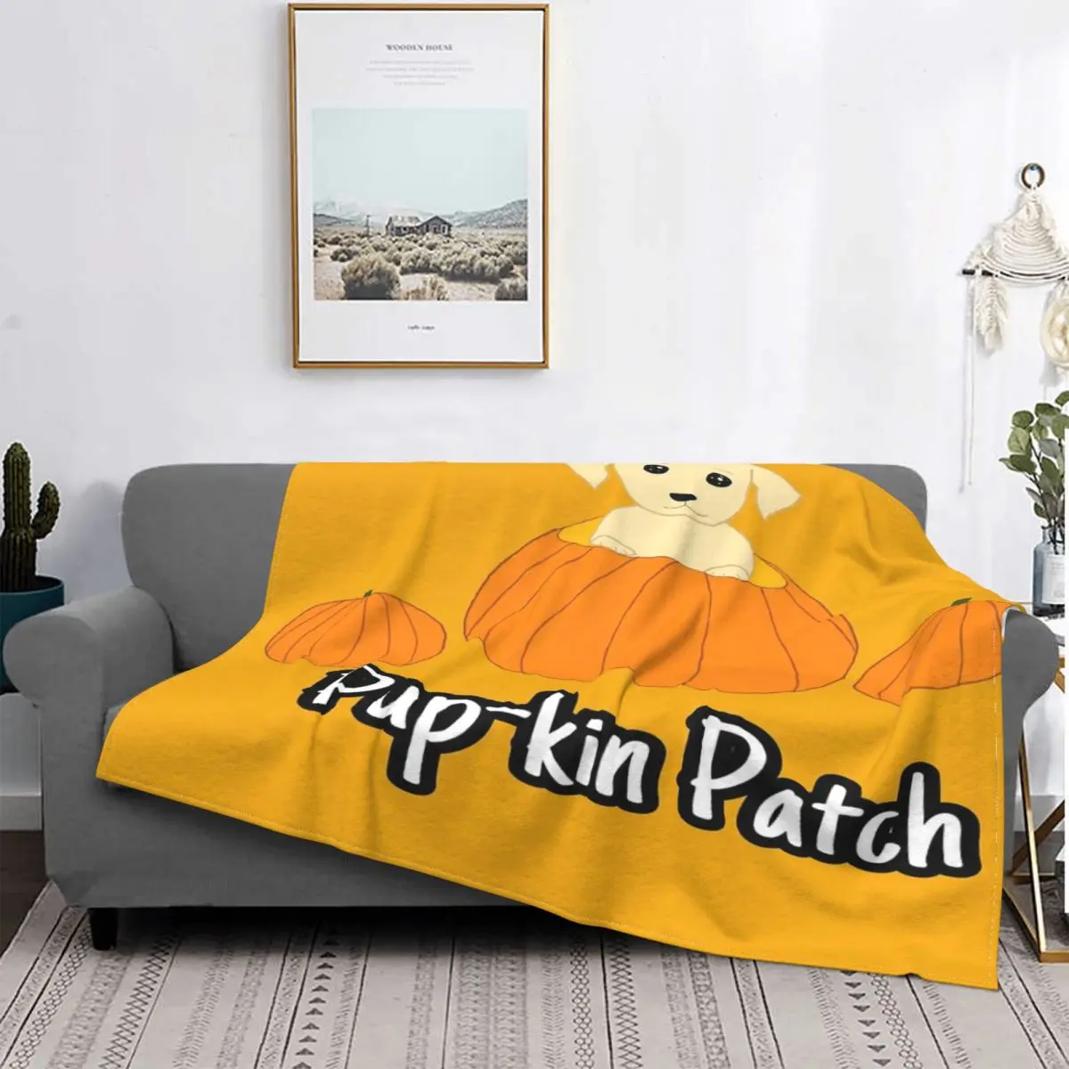 

Pup-kin-Manta con parche Golden Retriever, colcha a cuadros para cama y sofá, manta de verano, alfombra de oración Islámica