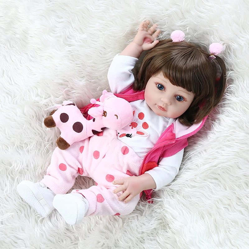NPK 48 см Популярная мягкая силиконовая кукла bebe для новорожденных, для девочек в платье с жирафом, рождественский подарок для новорожденного ребенка