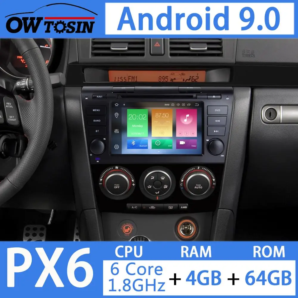 Автомобильный DVD плеер 7 дюймов Android 9 0 PX6 ЦП 4 Гб + 64 ПЗУ для Mazda 3 Mazda3 2006 2007 2008 2009 2010 2011
