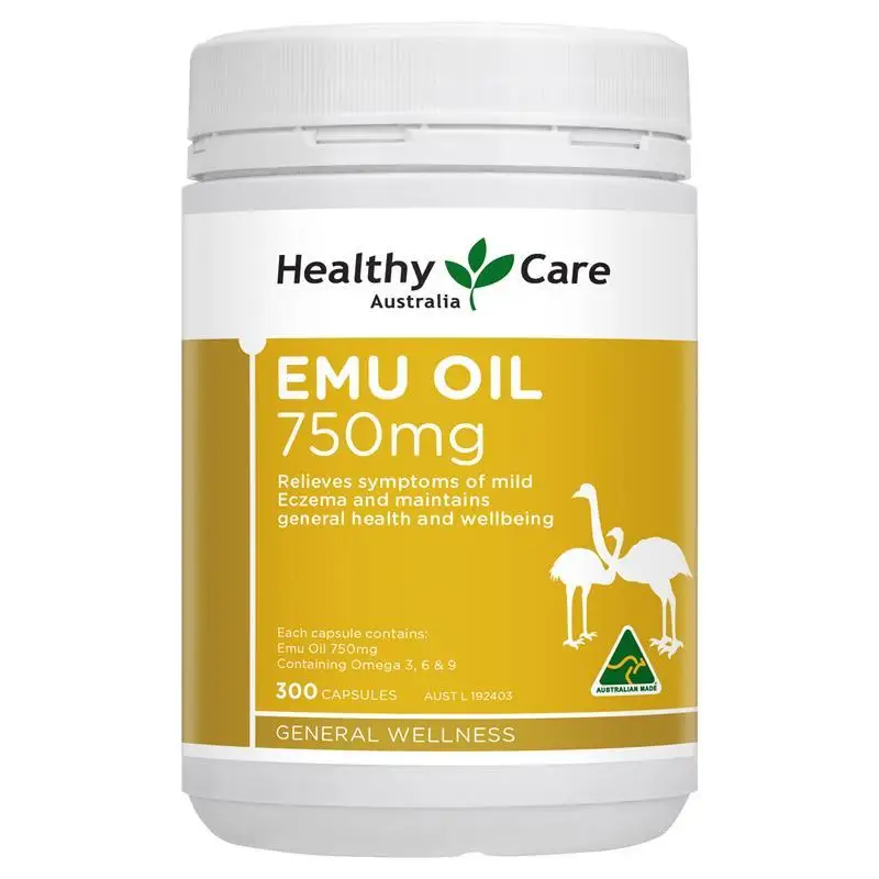 

Australia Healthy Care Emu Oil 750mg 300Capsules Joint Aches Pain Relief Eczema Dermatitis Inflammation Health Wellness Products