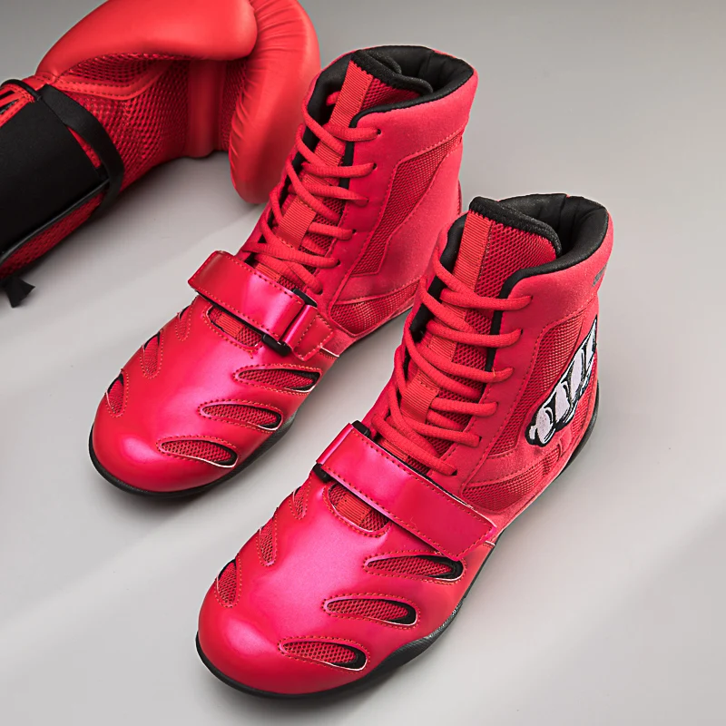 

Новинка 2021, Мужские боксерские ботинки, мужские кроссовки для борьбы, Спортивные сапоги для боя для мальчиков, красные черные ботинки для бо...