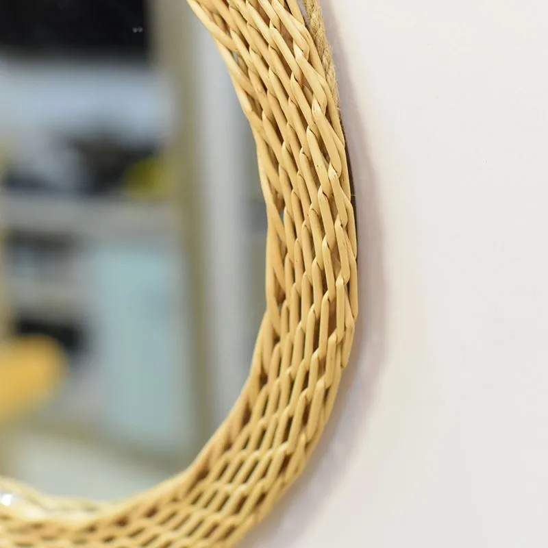 

Home Decor Rattan Mirror Innovative Art Decoration Makeup Mirror Dressing Home Bedroom Decorative Wall Hang Wall Mirror