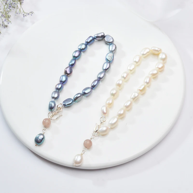 Женский браслет с пресноводным жемчугом ASHIQI из стерлингового серебра 925 пробы