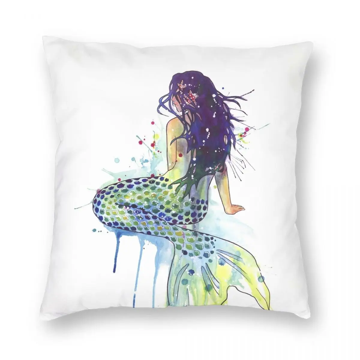 

Чехол с изображением русалки квадратной подушки из полиэстера и льна