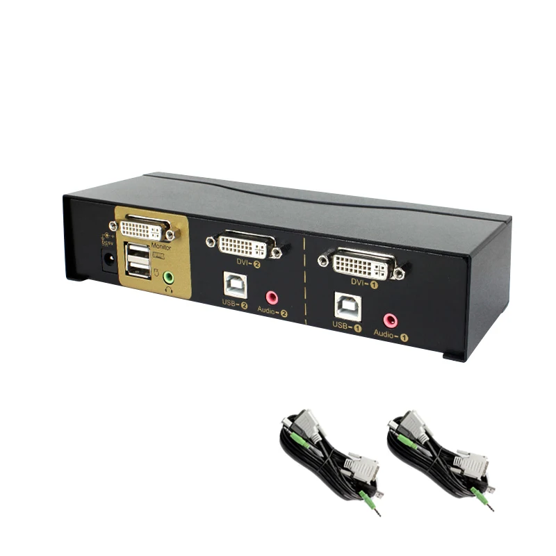 2 Port DVI KVM Switch high quality 2 input 1 output With USB HUB Support Projector Computer Monitoring Sharing Device 1920X1080P