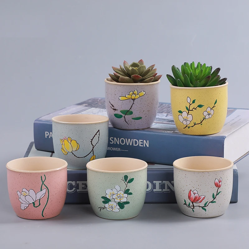 Круглый Мини горшок для мяса растений цветов креативный керамический цветочный