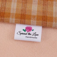custom sewing labels personalized tags name brand white fabric cotton ribbon vintage flower logo or text md5065