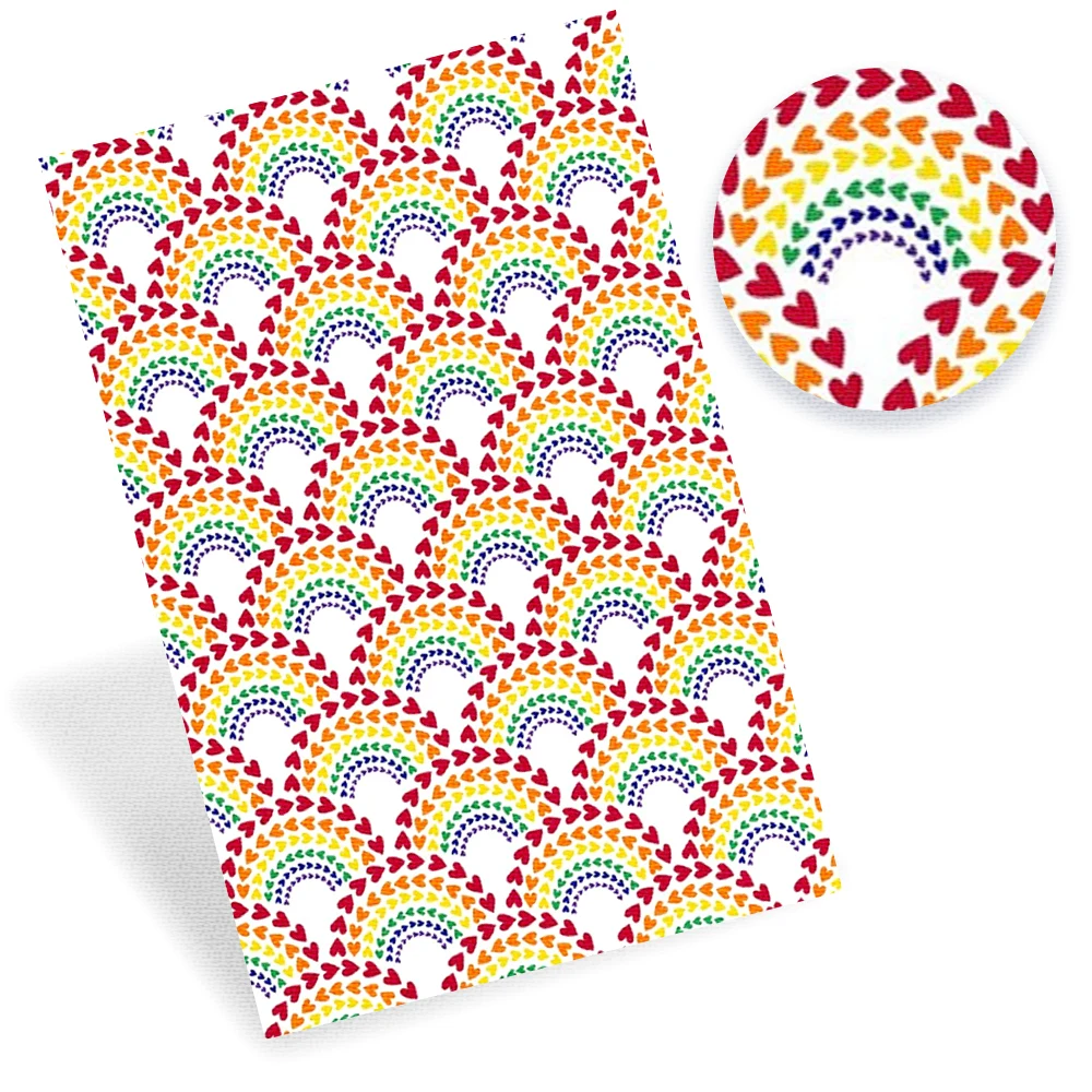 AHB 22*30cm/A4 1pc Faux Leather Sheets Cute Cartoon Rainbow Printed Synthetic Fabric For Crafts DIY Hair Bows Supplies | Дом и сад