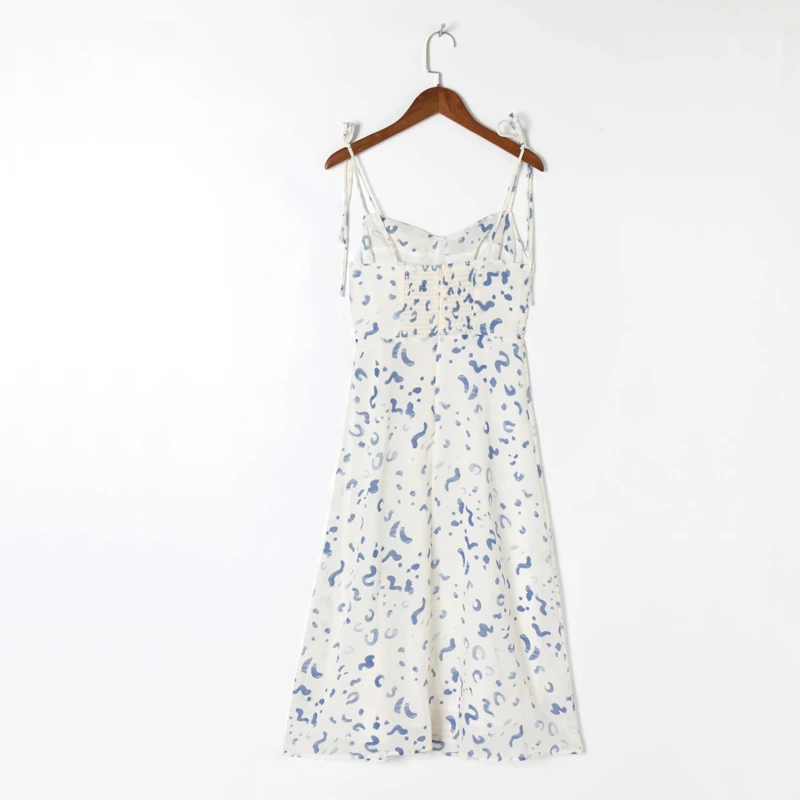 

Summer women's casual printed slim-fit split sling dress
