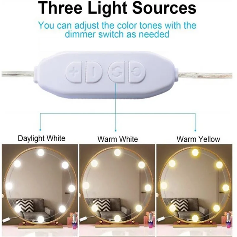 10 Светодиодный светильник для макияжа с зеркальными лампами супер яркий