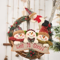 christmas rattan ring pendant merry christmas decoration wreath rattan garland santa snowman vine ring pendant new year 2022
